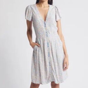 Treasure & Bond Floral Flutter Sleeve Dress XL